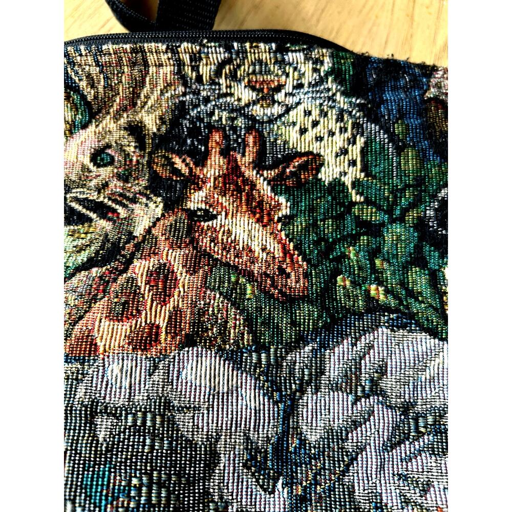 Animal Tapestry Purse Large Bag Fanny Pack Elephants Lions Boho Festival VTG - Picture 10 of 10